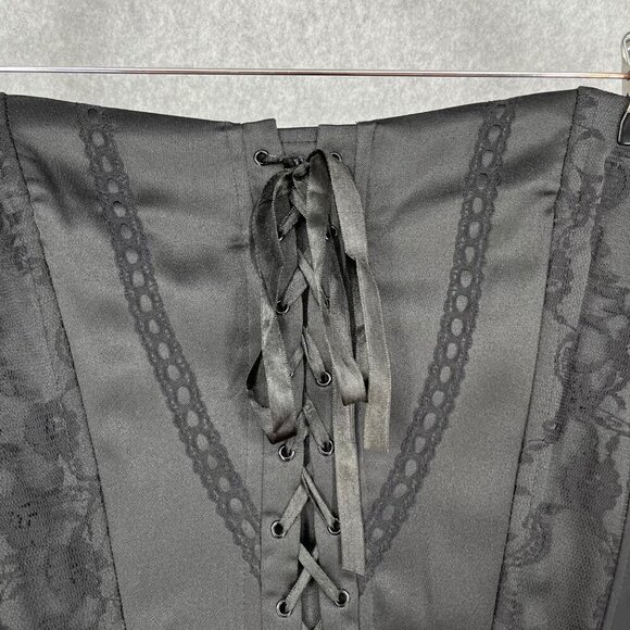 Maurices VTG Strapless Corset Top Size L Black Lace Whimsigoth Y2K Zip Back EUC - Picture 2 of 9